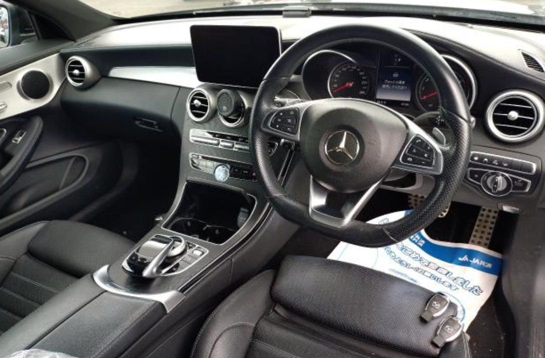 Black leather right-hand-drive cockpit